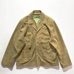 80s 90s Portugal スウェードジャケット L ベージュ ビンテージ レザー 本革 コサックジャケット ビッグサイズ カバーオール ワーク