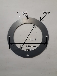 鉄 4.5mm厚 リング板 Φ200mm（外径）x Φ141（内径）　4-Φ10　１枚
