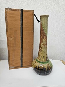 ◇古伊賀 鶴首花瓶 花瓶 花入 銘？有（FH11-90）