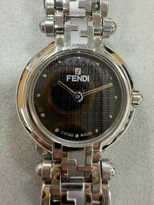 △FENDI フェンディ 750L 腕時計 レディース クォーツ ズッカ柄 ブラック文字盤 (KS12-32)