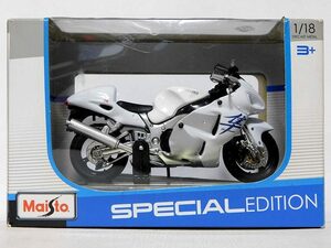 ＜Maisto＞SUZUKI GSX1300R HAYABUSA（白/ホワイト）・1/18・台座付・処分品・NC/NR・即決／スズキ,ハヤブサ,隼