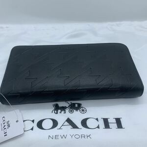 新品未使用　COACH 長財布 コーチ財布 メンズ財布 ラウンドファスナーアコーデオンジップ アラウンド ハウンドトゥース プレゼントF74881