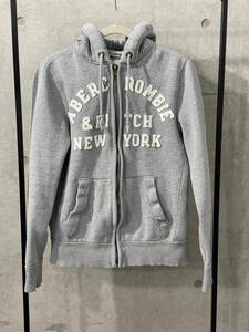 美品 Abercrombie & Fitch アバクロ スウェット　パーカー　ダメージ加工　グレー　裏起毛　サイズ L