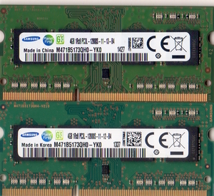 【ノートPC用メモリ】 SAMSUNG DDR3 PC3L-12800 8GB (4GB×2枚セット) 1600