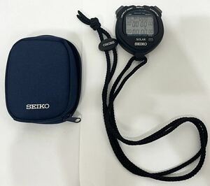 美品　SEIKO セイコー ソーラー ストップウォッチ S061-00A0 ブラック WATER RESISTANT 5BAR 動作品　ケース付き