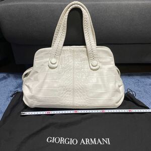 ジョルジオアルマーニ GIORGIO ARMANI バッグ ハンドバッグ トートバッグ クロコ型押し レディース ホワイト