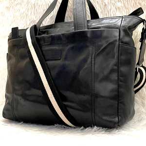 極美品★BALLY バリー 2way トートバッグ メンズ ビジネスバッグ レザー A4収納可 大容量 斜め掛け ショルダーバッグ ブラック 黒