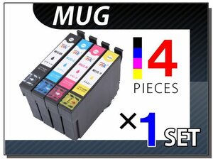 送料無料 エプソン用 ICチップ付 互換インクカートリッジ MUG-4CL 4色×1セット EW-052A/ EW-452A用