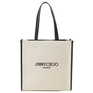 ジミーチュウ JIMMY CHOO N/S TOTE M CZM NATURAL BLACK SILVER キャンバス ミディアム N/S トートバッグ ナチュラル/ブラック レディース