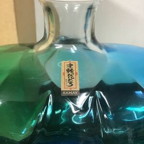 津軽びいどろ KAMAY 青森県伝統工芸品 扁壺 ガラス花瓶 フラワーベース 花器 花入 紙箱入 色ガラス 硝子工芸品 ブルー 青色の画像2