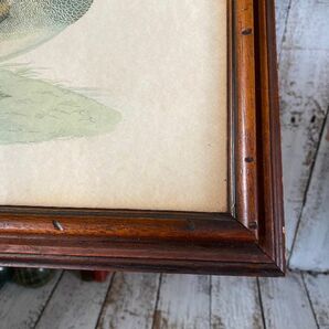 イタリア ヴィンテージ ウッドフレーム ダック アートパネル 木枠 額装 鴨 かも カモ 絵 壁 飾り 伊 アンティーク ビンテージ 洋館 古道具の画像5
