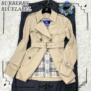 【希少サイズ40】BURBERRY BLUELABEL バーバリーブルーレーベル ライナー ベルト トレンチコート メガチェック ノバチェック ベージュ 