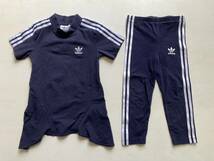 adidas Infant CE1988 Pleated Dress Set 90 USED アディダス インファント プリーツドレス レギンス セット ベビー Tシャツ ワンピース_画像1