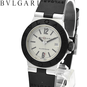 BVLGARI ブルガリ AL29A アルミニウム クロノグラフ QZ クォーツ レディース腕時計 シルバー×ブラック【A02356】