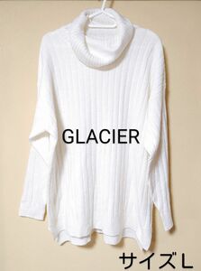 GLACIER＊ニット・セーター＊長袖・サイズＬ・ホワイト系＊トップス・レディース＊秋服・冬服