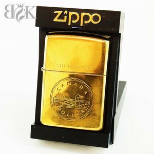 ジッポー オイルライター SOLID BRASS ゴールド系 MADE IN USA 着火未確認 喫煙具 ジャンク ZIPPO ■