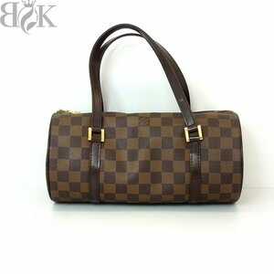 ヴィトン N51304 パピヨン26 ハンドバッグ ダミエ・エベヌ 筒形 イニシャル入り LOUIS VUITTON ∞