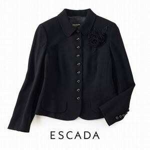 美品★素敵840★ESCADAエスカーダ22万★38size/13号★ジャケット黒Q031