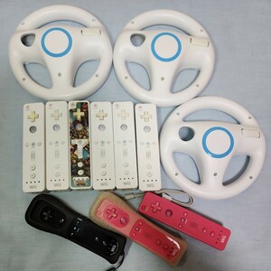 ジャンク扱い Wii コントローラー 9本 ハンドル 3台 ヌンチャク 任天堂