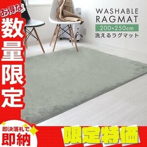 【限定セール】ラグ カーペット ラグマット Lサイズ 200x250cm 3畳 厚手 床暖房 低反発 絨毯 北欧 リビングマット 滑り止め アイスグレー