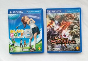 PS VITA/みんなのGOLF６＆ ソウル・サクリファイス ps vitaソフト ２点まとめて 動作未確認