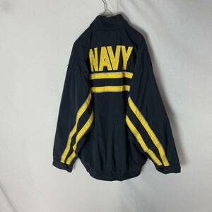 U.S.NAVY AMERICA’S NAVY FORGED BY THE SEA 古着　Sサイズ　ネイビー　ジップアップジャケット　