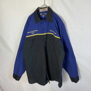 unifirst 長袖ワークシャツ　古着　L-LNサイズ　ネイビー×ブラック　WORK WEAR