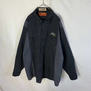 ディッキーズ　長袖ワークシャツ　古着　XLサイズ　ブラック×グレー　WORK WEAR ヴィンテージ