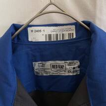 レッドキャップ　長袖ワークシャツ　古着　Lサイズ　グレー×ブルー　WORK WEAR オープンカラー　　　　　　_画像3