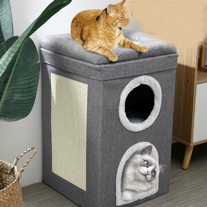 ポータブル二重の猫小屋折り畳み可能ペットハウス - 保温猫ぬいぐるみ居心地の良い家の、リビングルーム、寝室、バルコニー、庭、旅行用の