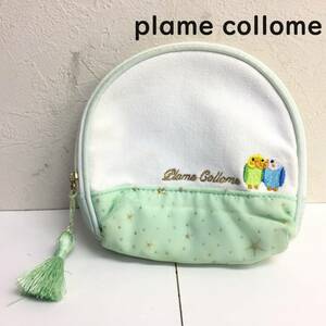 [バッグ] plame collome：プレミィ コロミィ「ポーチ」汚れあり 可愛い インコ 鳥 白色×黄緑色