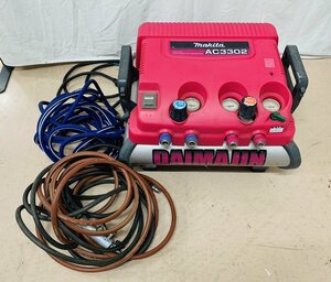 再出品【配送不可】【直接引取り限定 岡山市】makita マキタ AC3302 カネマツ KP-3310 大魔神 エアコンプレッサー/溶接ホース 通電のみ