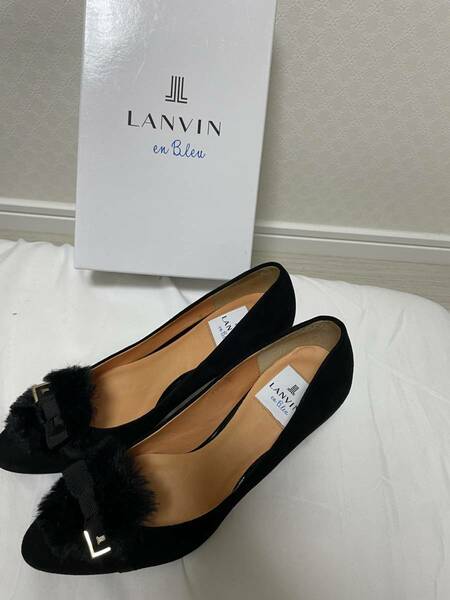 新品　ランバン オン ブルー LANVIN パンプス 黒　　23.5cm 　ヒール7cm 36ハーフ　　23.5cm