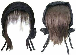 Wireplant†Wフリル ハーフ帽子 ゴスロリ黒ハンドメイド リボン ヘアアクセ男女兼用フリー