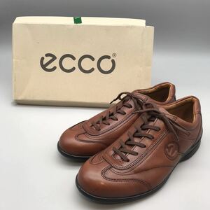 【未使用】ecco エコー 靴 シューズ ウォーキングシューズ 革靴 茶色 ブラウン 24.5EEE メンズ レディース 天然皮革 レザー 箱付 おすすめ