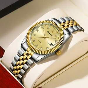 腕時計 レディース クォーツ レディース防水クオーツ腕時計 ステンレス製 ゴールドシルバー ブレスレットタイプ クリスタルマーカー