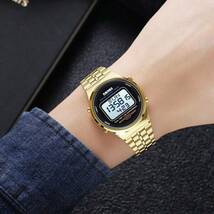 腕時計 レディース デジタル ビジネス防水女性ステンレススチールバンド多機能電子腕時計 (30 メートル)_画像5