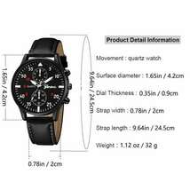 腕時計 メンズ セット クオーツ腕時計 レザーストラップ カジュアル ブラック + ファッションブレスレット 4個セット_画像7