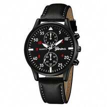 腕時計 メンズ セット クオーツ腕時計 レザーストラップ カジュアル ブラック + ファッションブレスレット 4個セット_画像6