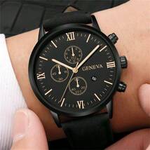 腕時計 メンズ クォーツ 1個 ブラッククォーツ時計メンズローマダイヤル腕時計ファッションラウンド日付クォーツ時計スポーツギフト用_画像1