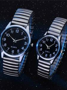 腕時計 ペアウォッチ カップルウォッチ 大型文字盤 ステンレス製 革バンド2個セット