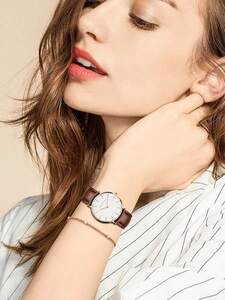 腕時計 レディース クォーツ 女性用 腕時計レディース ブラウンレザー ノルディックデザイン カジュアル クオーツ 時計