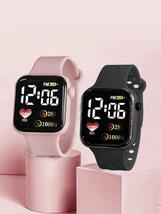 腕時計 レディース セット カップル ピンク & ブラック ストラップ カジュアル ハートパターン 四角形 ダイヤル , 用 日_画像5