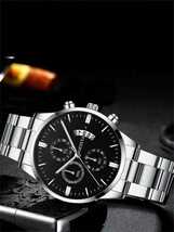 腕時計 メンズ セット ビジネス風 クラシック ステンレス クオーツ 腕時計&ブレスレットセット_画像6