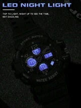 腕時計 メンズ デジタル トップブランド 高級アウトドアスポーツウォッチ 50防水 メンズウォッチ デュアルディスプレイ クォーツ_画像6