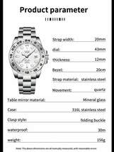 腕時計 メンズ クォーツ 1個 男性 シルバー ステンレス鋼 ストラップ ビジネス 耐水 蛍光 丸い , 用 日常生活 ダイヤルク_画像2