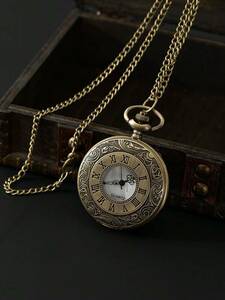 腕時計 懐中時計 ビンテージ風 アラビア数字 ポケットウォッチ 1個入り アロイ素材