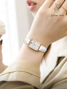 腕時計 レディース クォーツ 1個 ホワイト ポリウレタンストラップ エレガント 四角形ダイヤルクォーツウォッチ , 日常