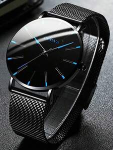 腕時計 メンズ クォーツ 1個 メンズ ジュネーブ ファッショナブルなカジュアル シンプル ビジネス メッシュ ストラップ クォー