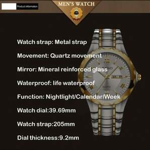 腕時計 メンズ クォーツ メンズ時計 防水 スチールバンド クォーツ 蛍光針付き 日付表示の画像5